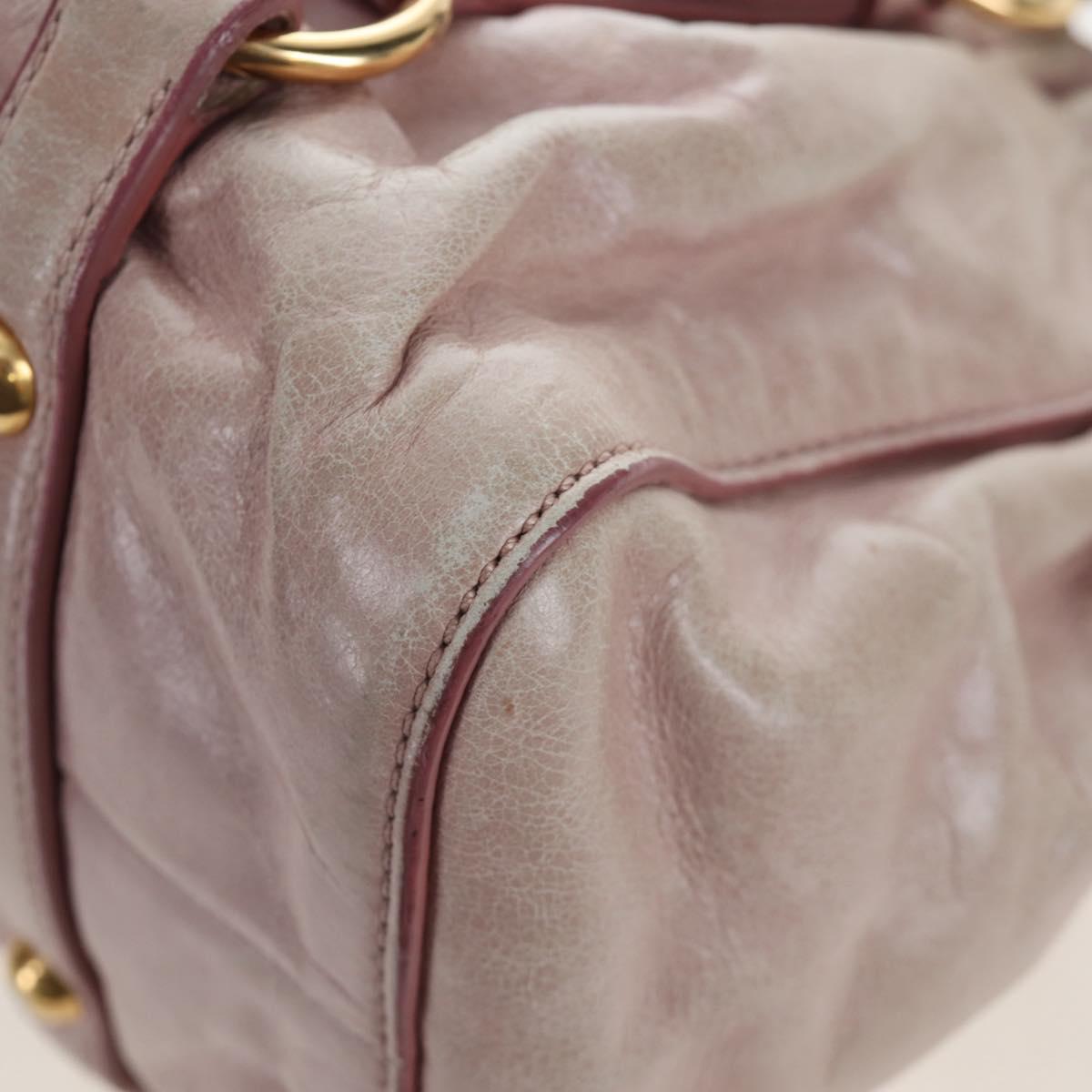 Miu Miu Hand Bag Leather 2way Pink Gold Tone Auth 167584A