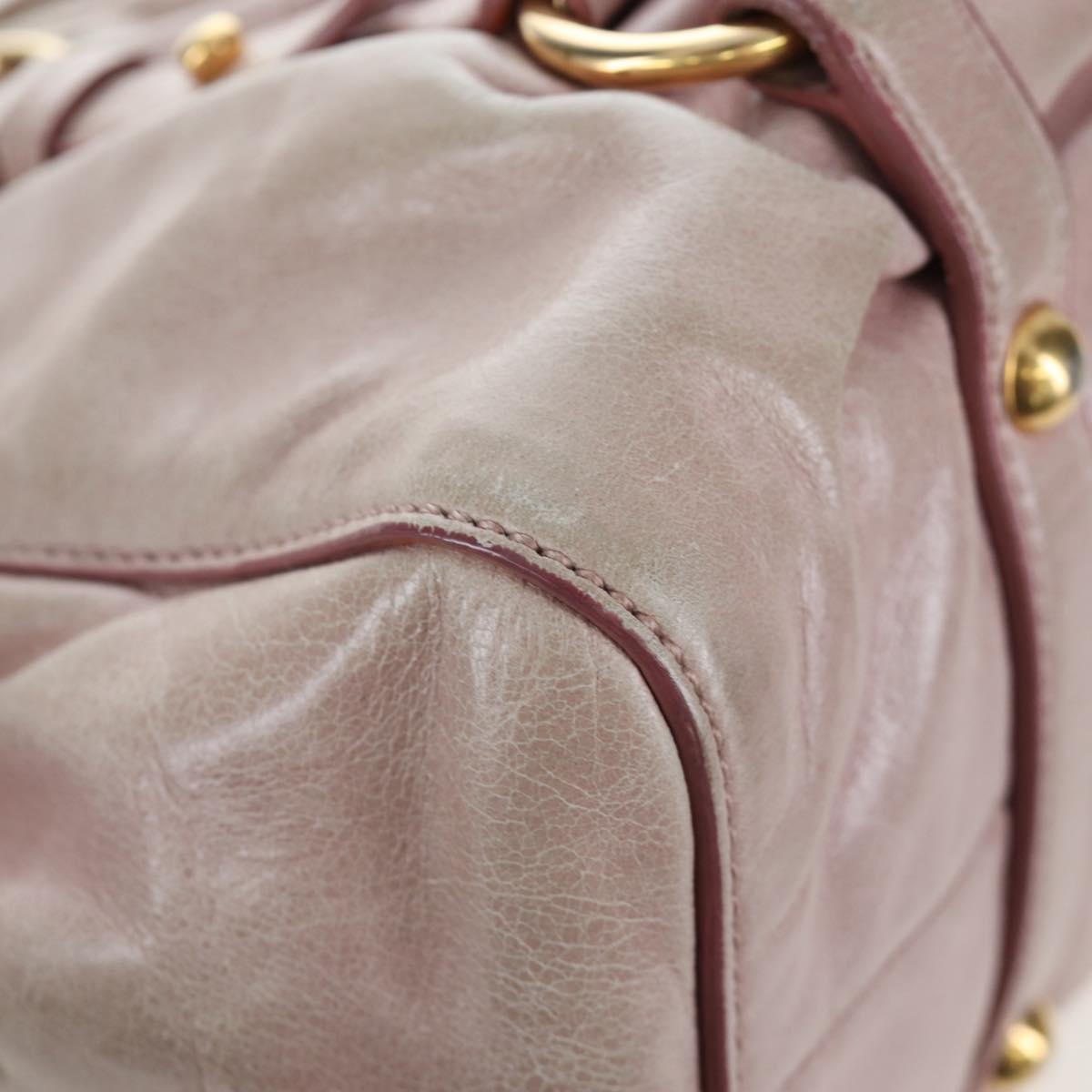 Miu Miu Hand Bag Leather 2way Pink Gold Tone Auth 167584A