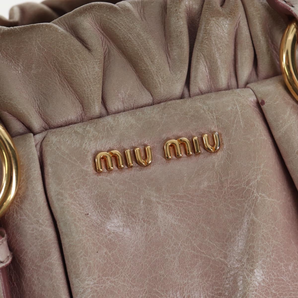 Miu Miu Hand Bag Leather 2way Pink Gold Tone Auth 167584A