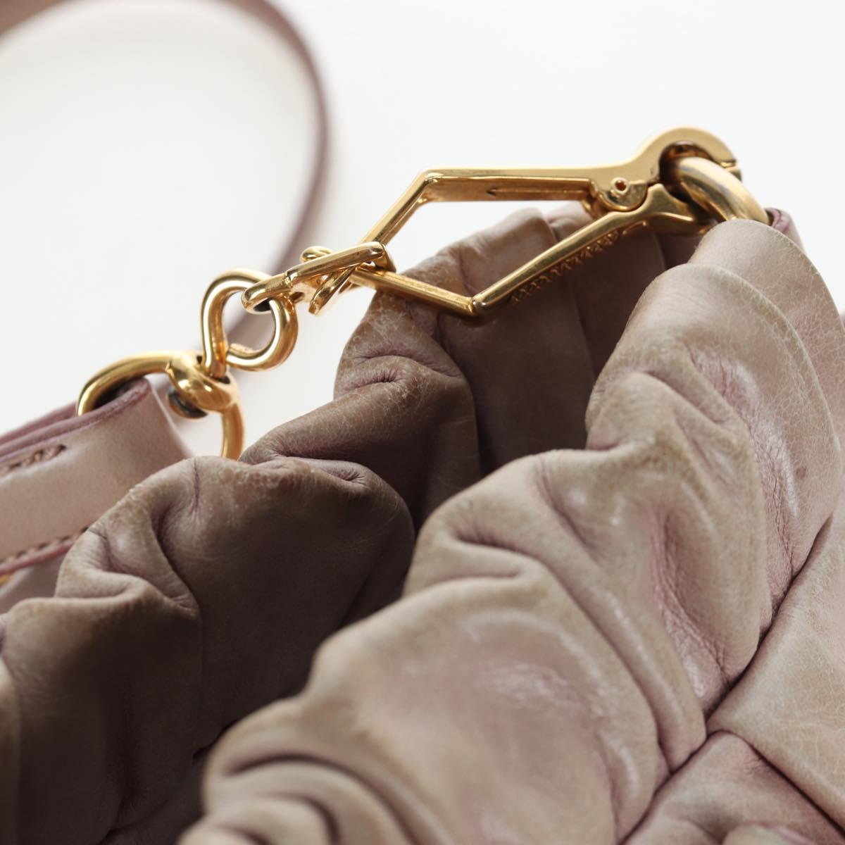 Miu Miu Hand Bag Leather 2way Pink Gold Tone Auth 167584A