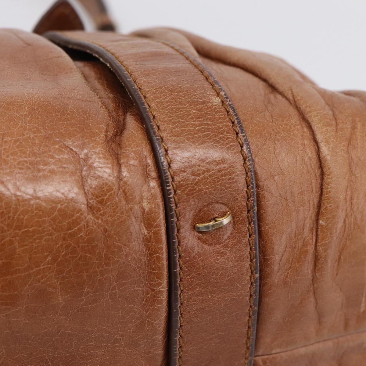 Miu Miu Hand Bag Leather 2way Brown Gold Tone Auth 167587V