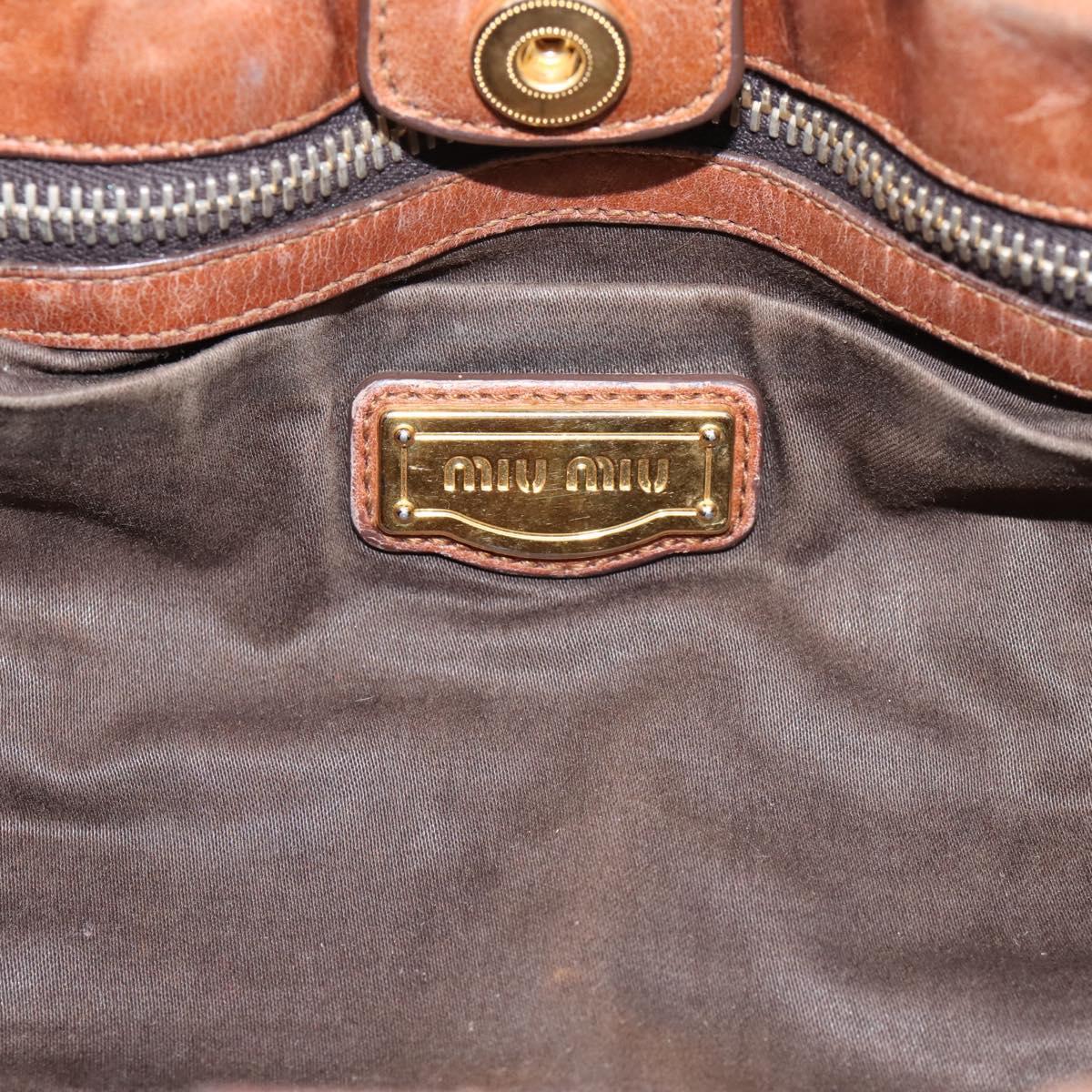 Miu Miu Hand Bag Leather 2way Brown Gold Tone Auth 167587V