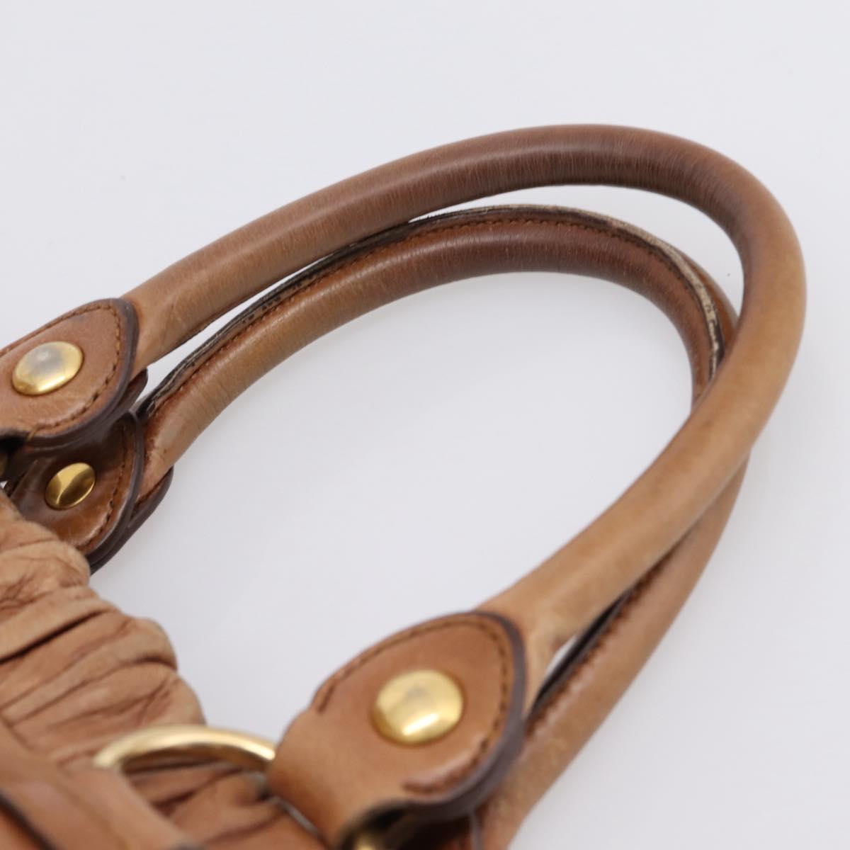 Miu Miu Hand Bag Leather 2way Brown Gold Tone Auth 167587V