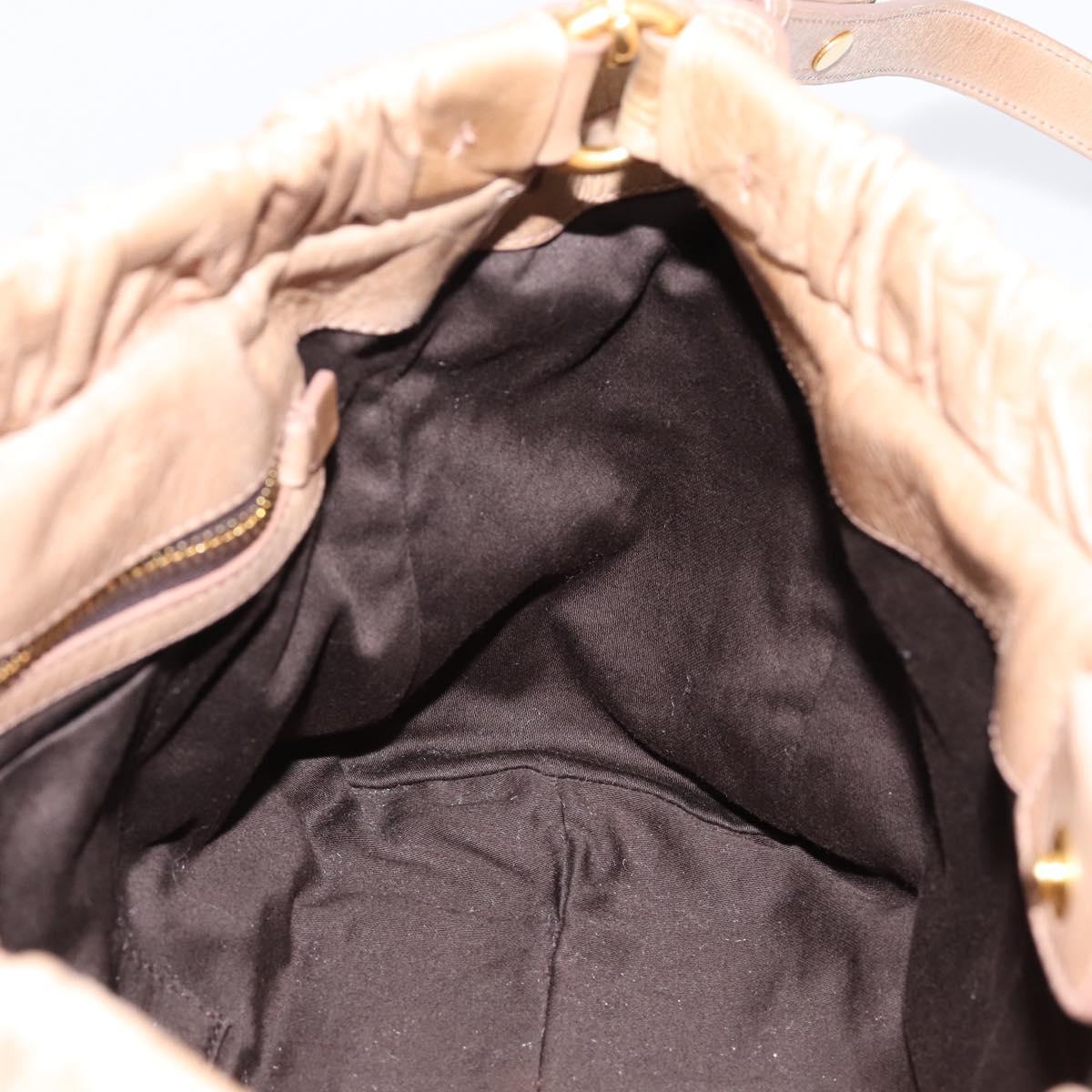 Miu Miu Hand Bag Leather 2way Beige Gold Tone Auth 167588M