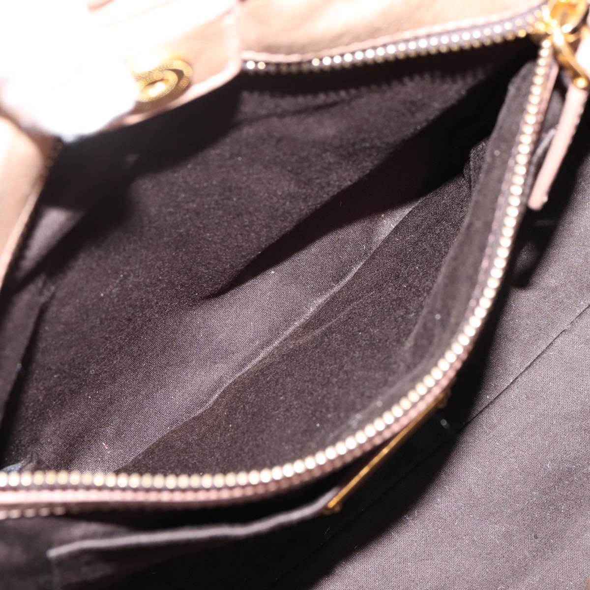 Miu Miu Hand Bag Leather 2way Beige Gold Tone Auth 167588M