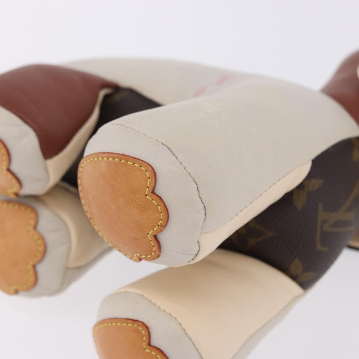 LOUIS VUITTON Monogram Dudu Oscar Stuffed Dog Leather Beige GI0251 Auth 167589A