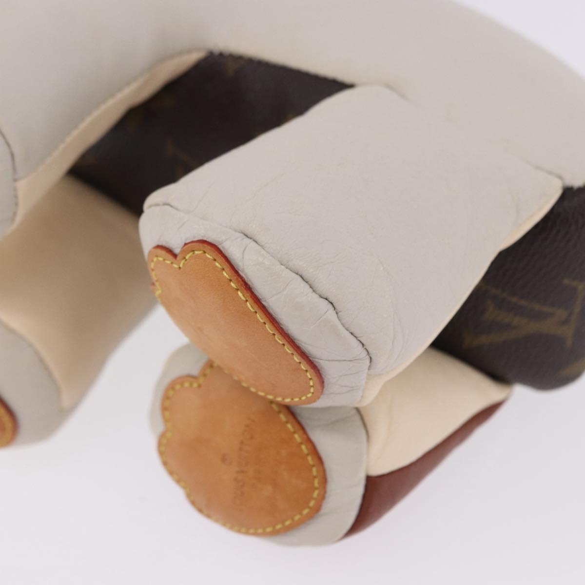 LOUIS VUITTON Monogram Dudu Oscar Stuffed Dog Leather Beige GI0251 Auth 167589A