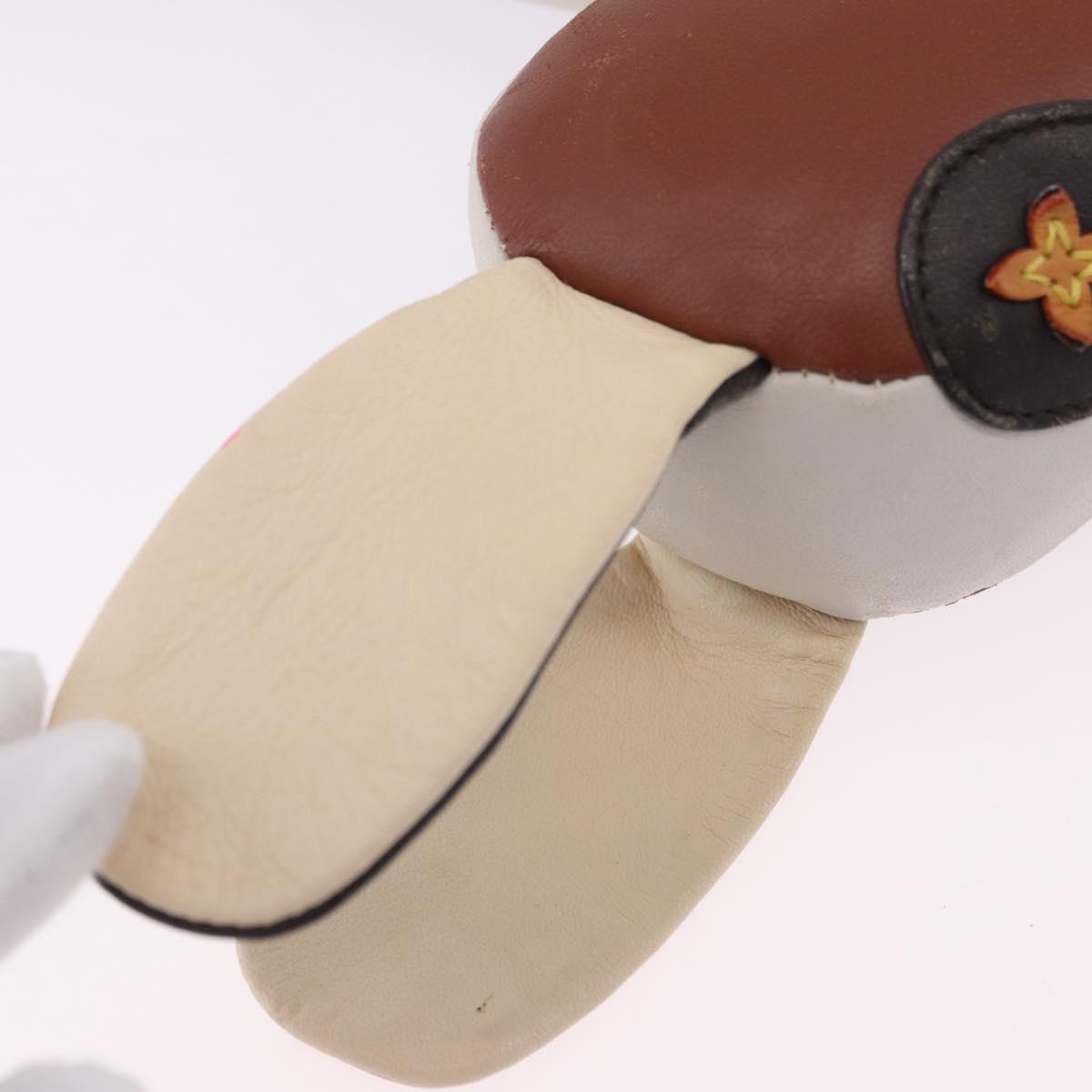 LOUIS VUITTON Monogram Dudu Oscar Stuffed Dog Leather Beige GI0251 Auth 167589A