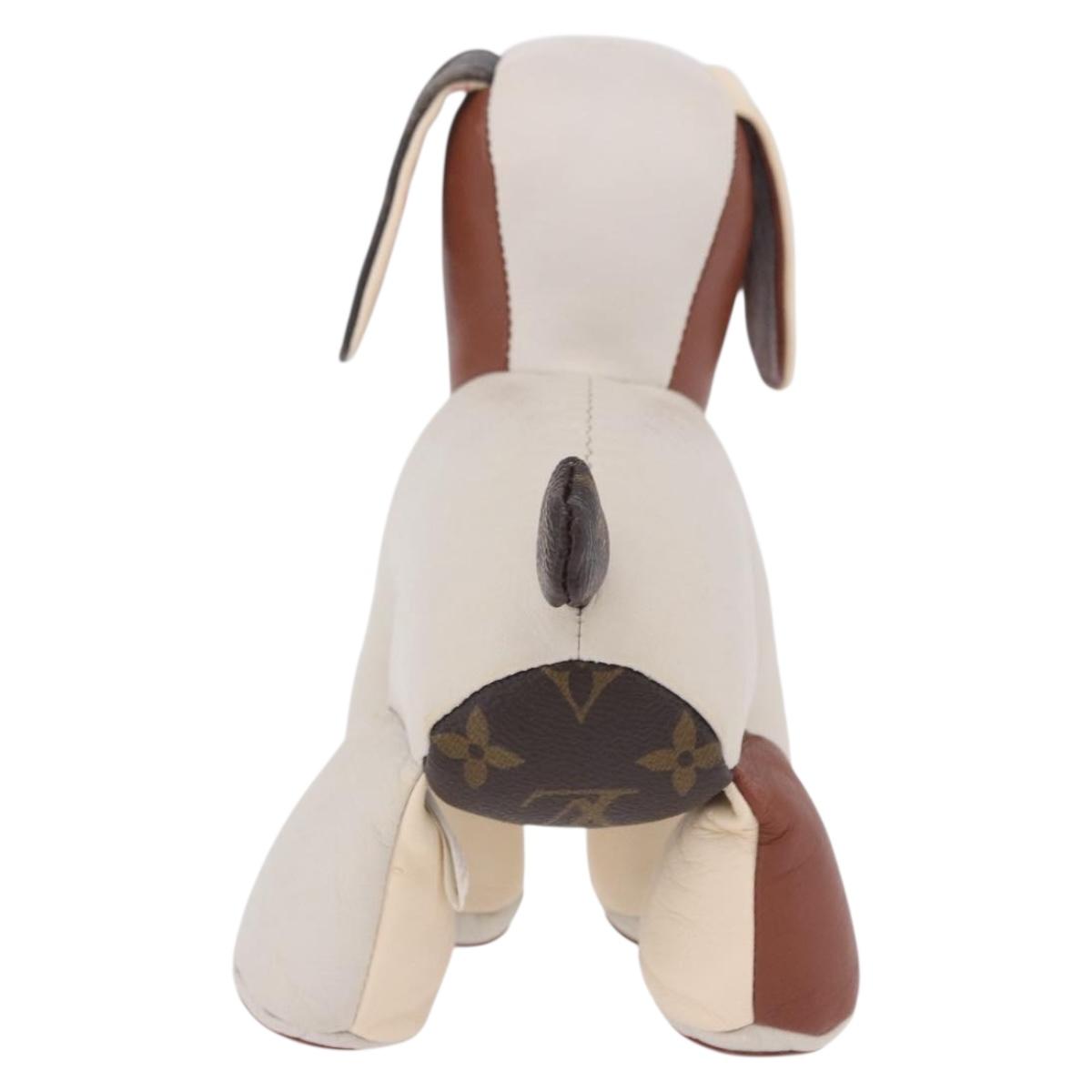 LOUIS VUITTON Monogram Dudu Oscar Stuffed Dog Leather Beige GI0251 Auth 167589A