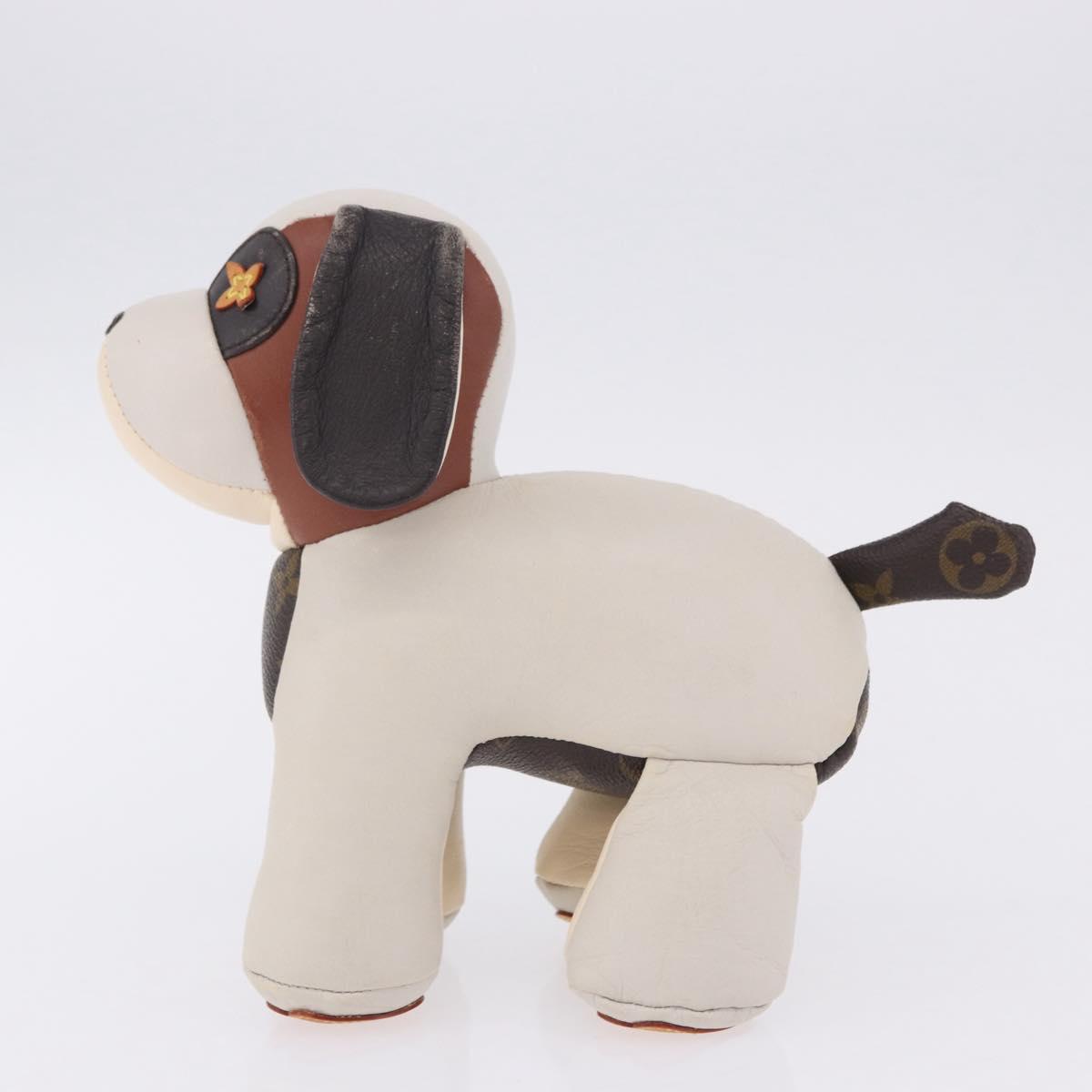 LOUIS VUITTON Monogram Dudu Oscar Stuffed Dog Leather Beige GI0251 Auth 167589A