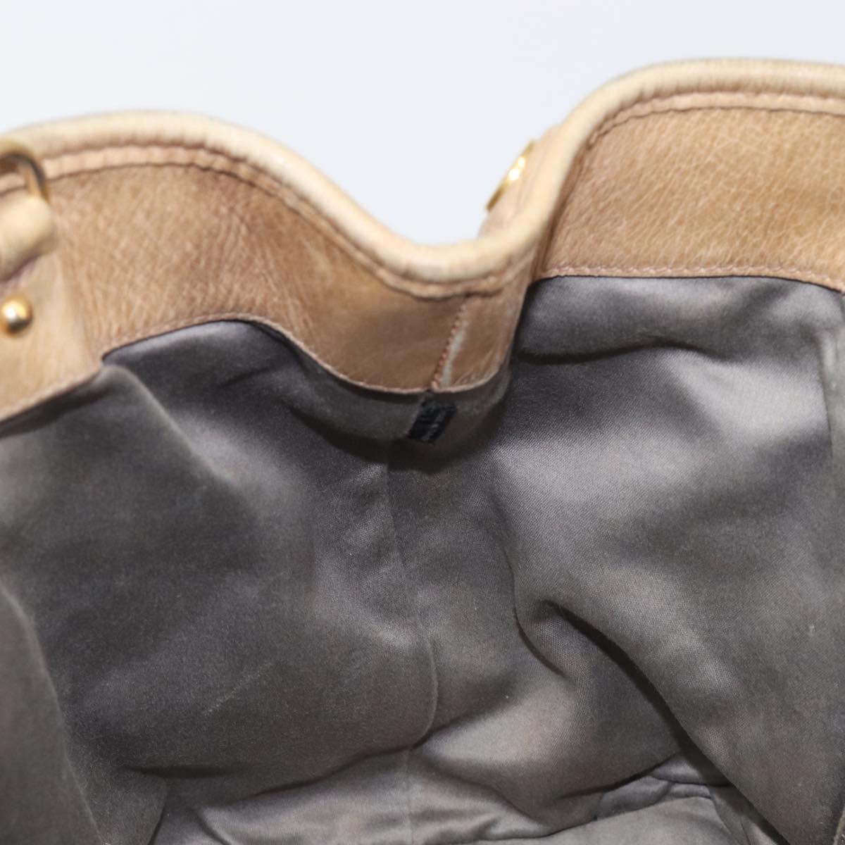 Miu Miu Hand Bag Leather Beige Gold Tone Auth 167591A