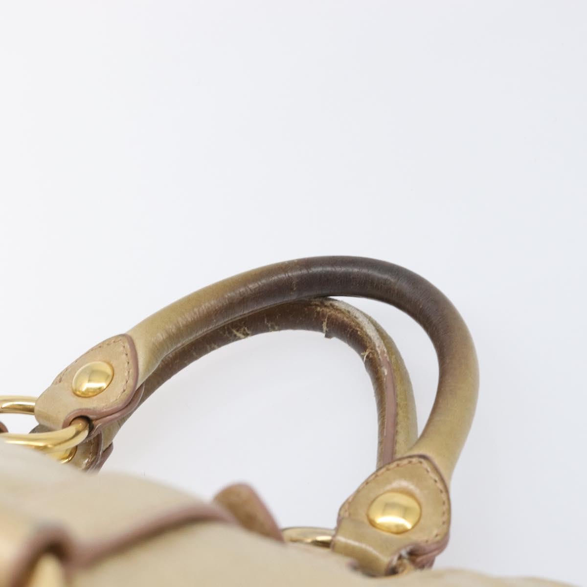 Miu Miu Hand Bag Leather Beige Gold Tone Auth 167591A