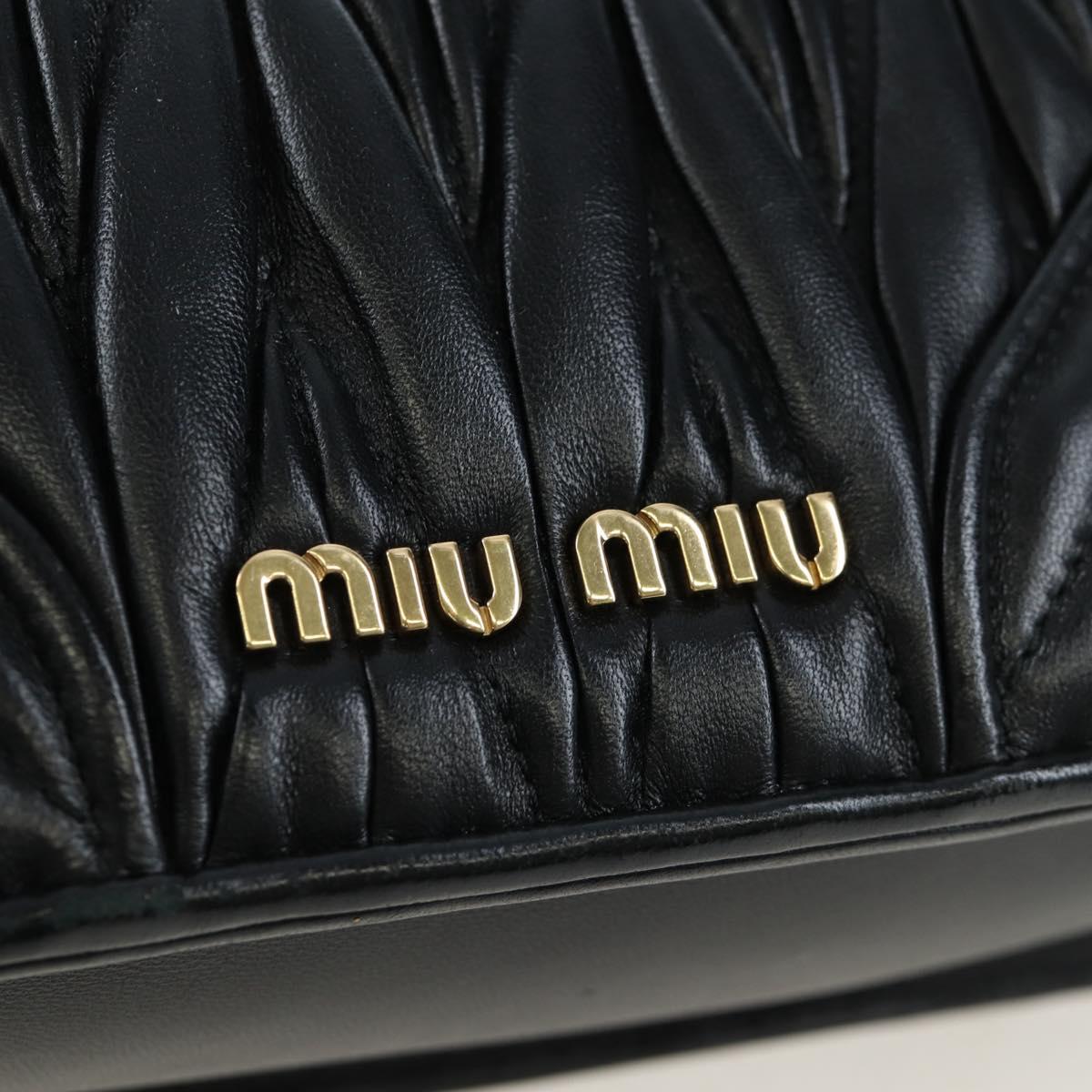 Miu Miu Matelasse Hand Bag Leather 2way Black Gold Tone Auth 167593SAM