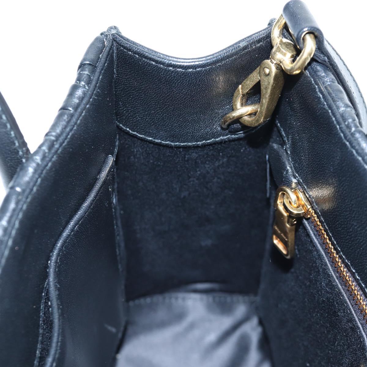 Miu Miu Matelasse Hand Bag Leather 2way Black Gold Tone Auth 167593SAM
