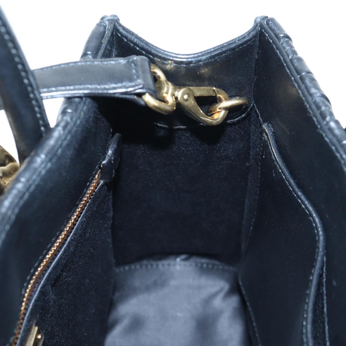 Miu Miu Matelasse Hand Bag Leather 2way Black Gold Tone Auth 167593SAM