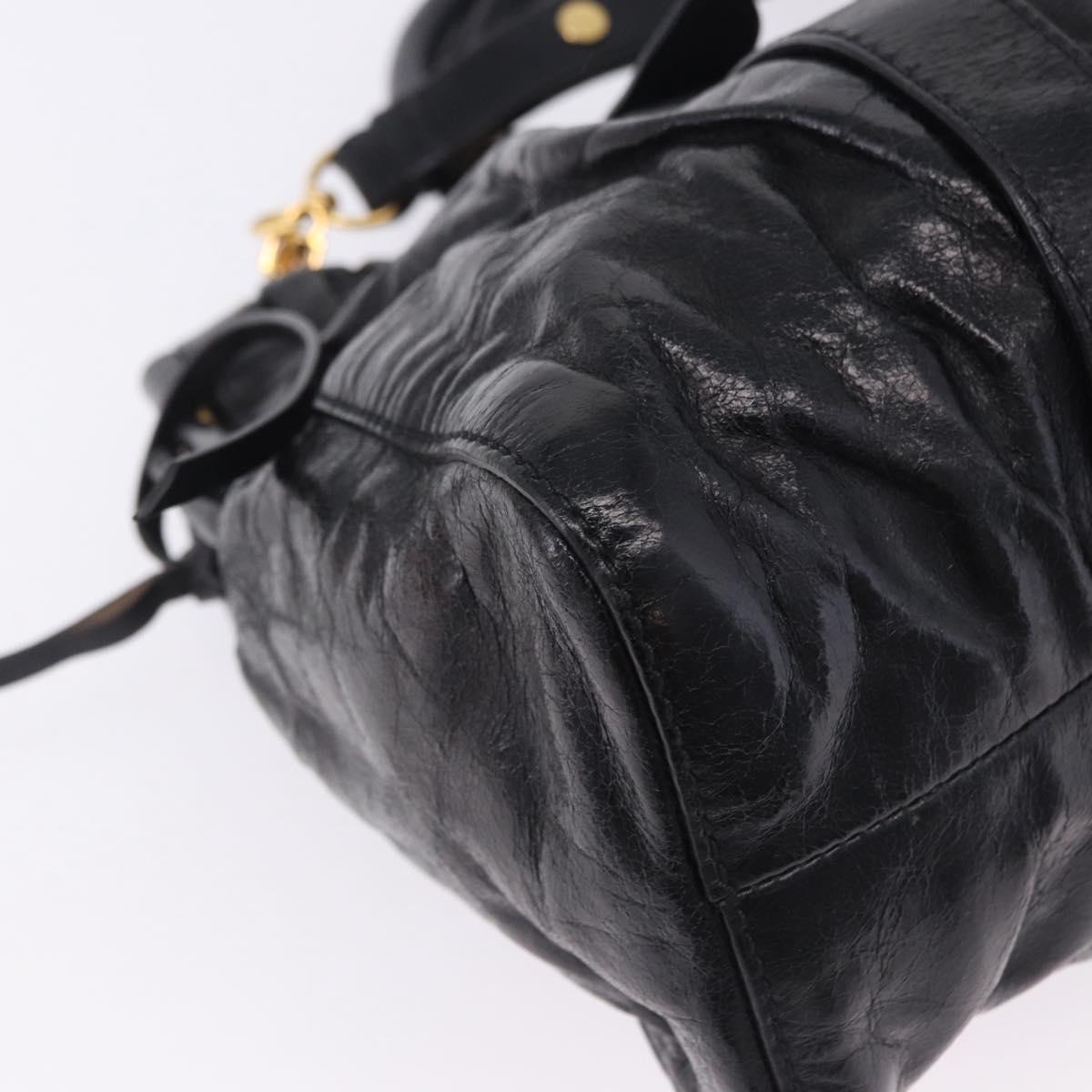 Miu Miu Hand Bag Leather 2way Black Gold Tone Auth 167594SAM