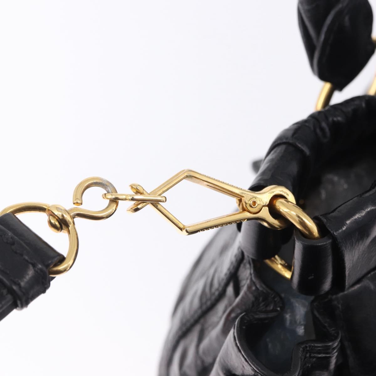 Miu Miu Hand Bag Leather 2way Black Gold Tone Auth 167594SAM