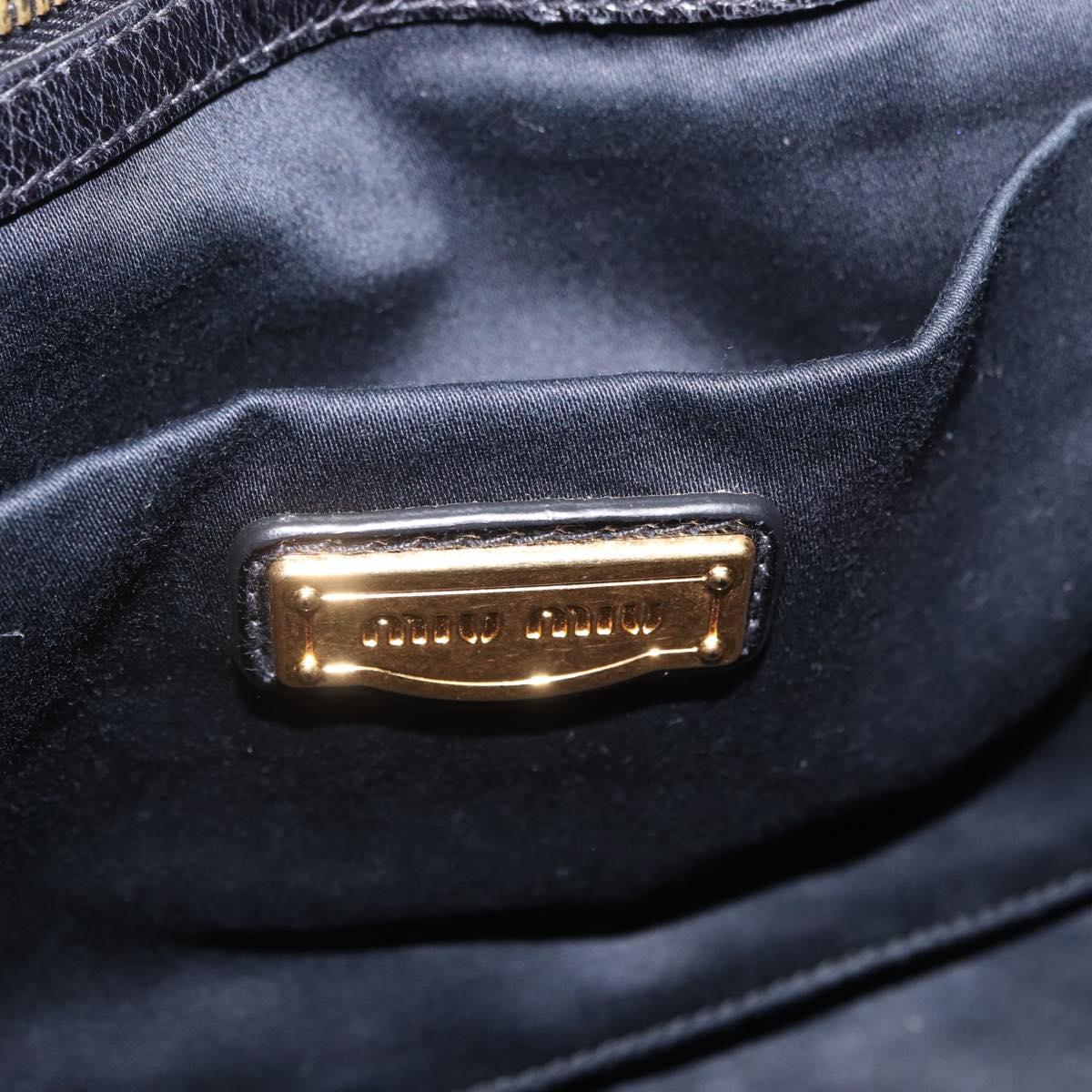 Miu Miu Hand Bag Leather 2way Black Gold Tone Auth 167594SAM