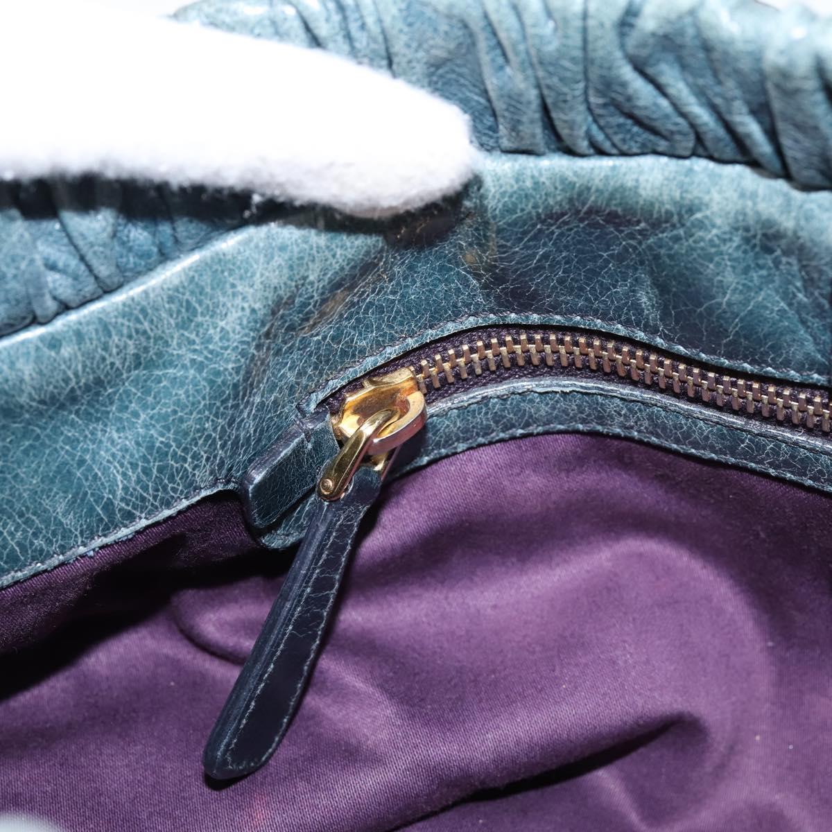 Miu Miu Hand Bag Leather 2way Blue Gold Tone Auth 167595M