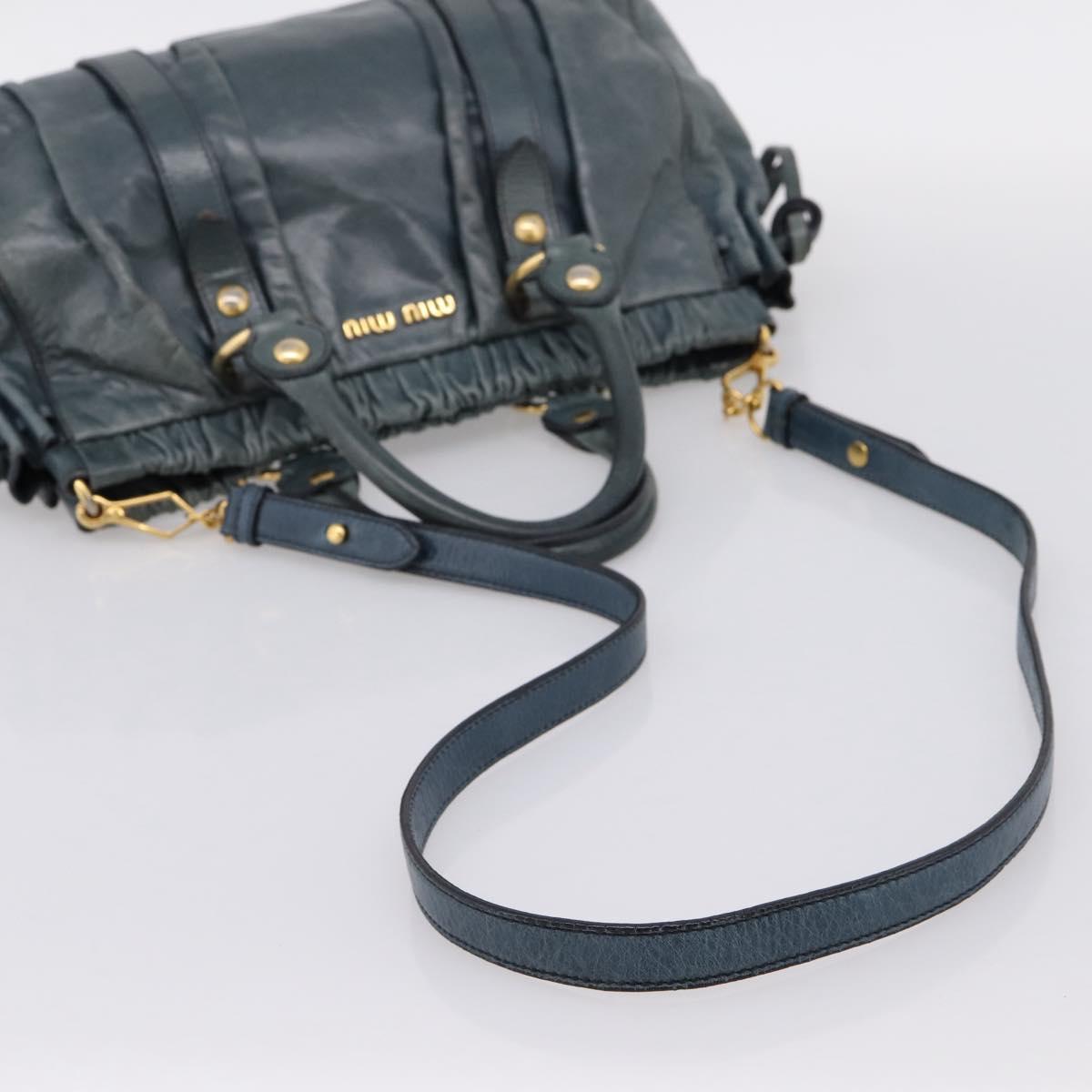 Miu Miu Hand Bag Leather 2way Blue Gold Tone Auth 167595M