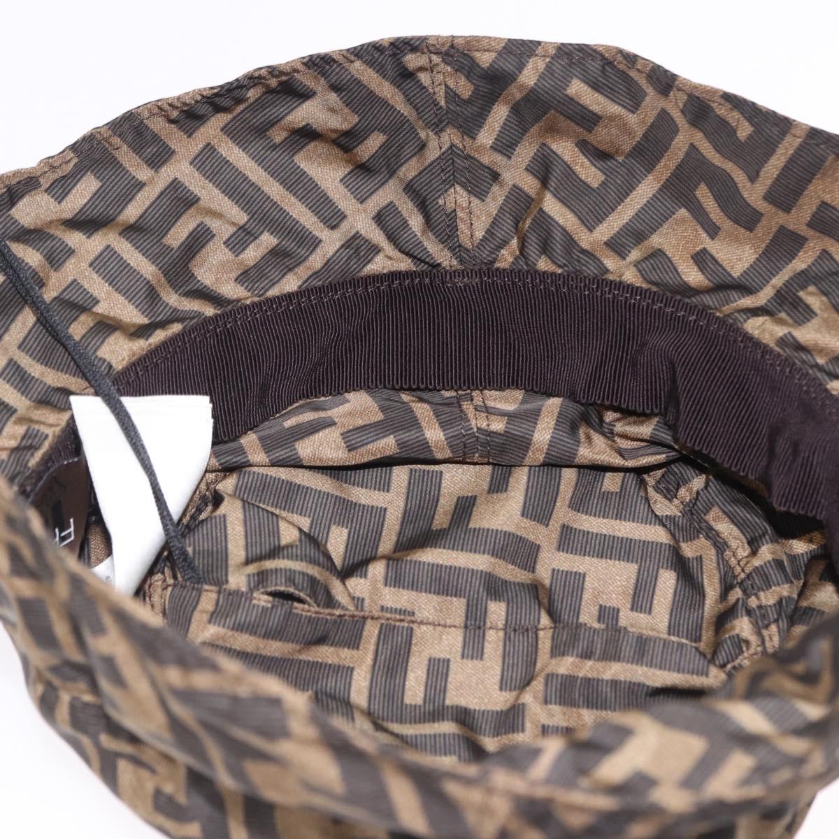 FENDI x FRGMT x POKEMON Bucket Hat Zucca Nylon Brown Blue Auth 167597SM