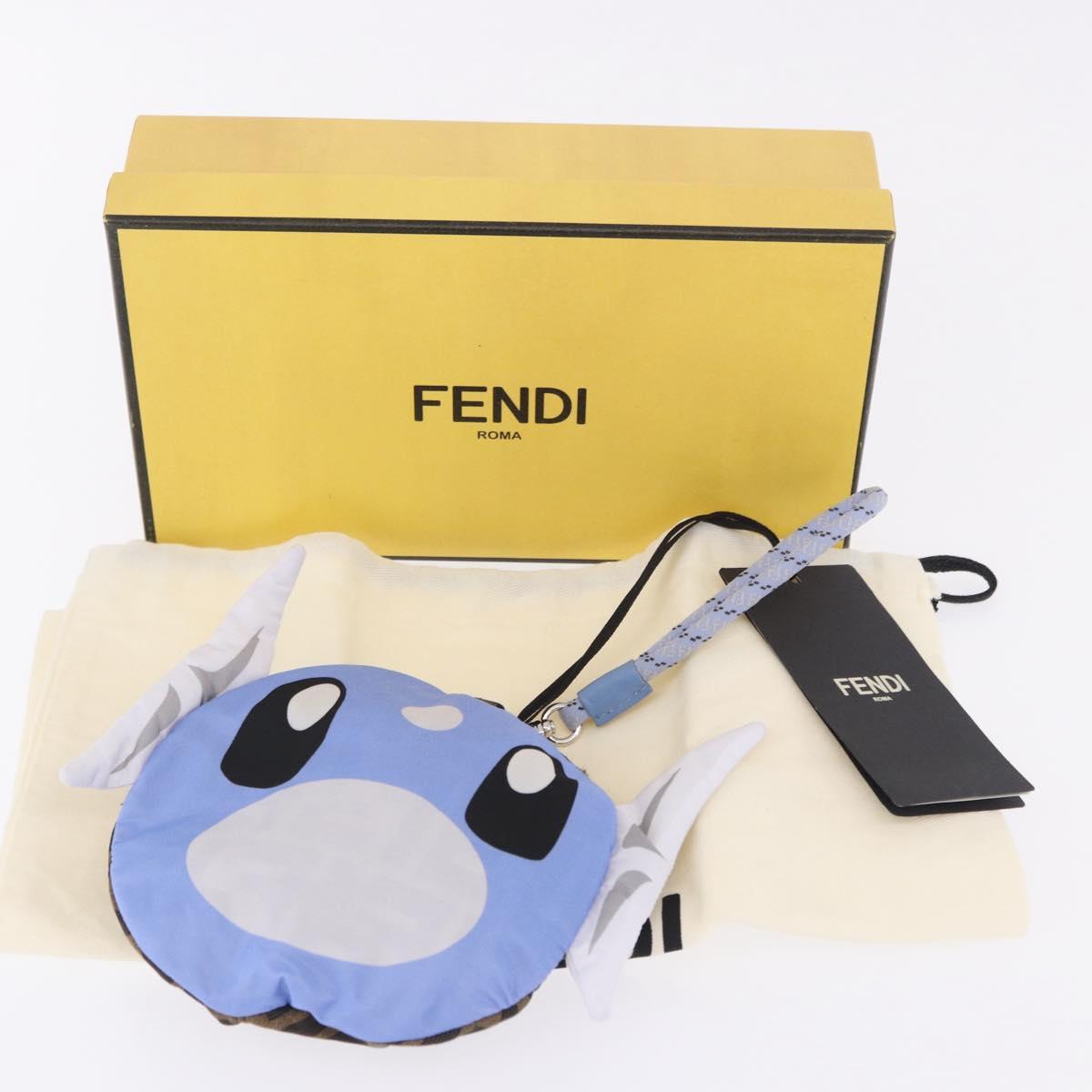 FENDI x FRGMT x POKEMON Bucket Hat Zucca Nylon Brown Blue Auth 167597SM