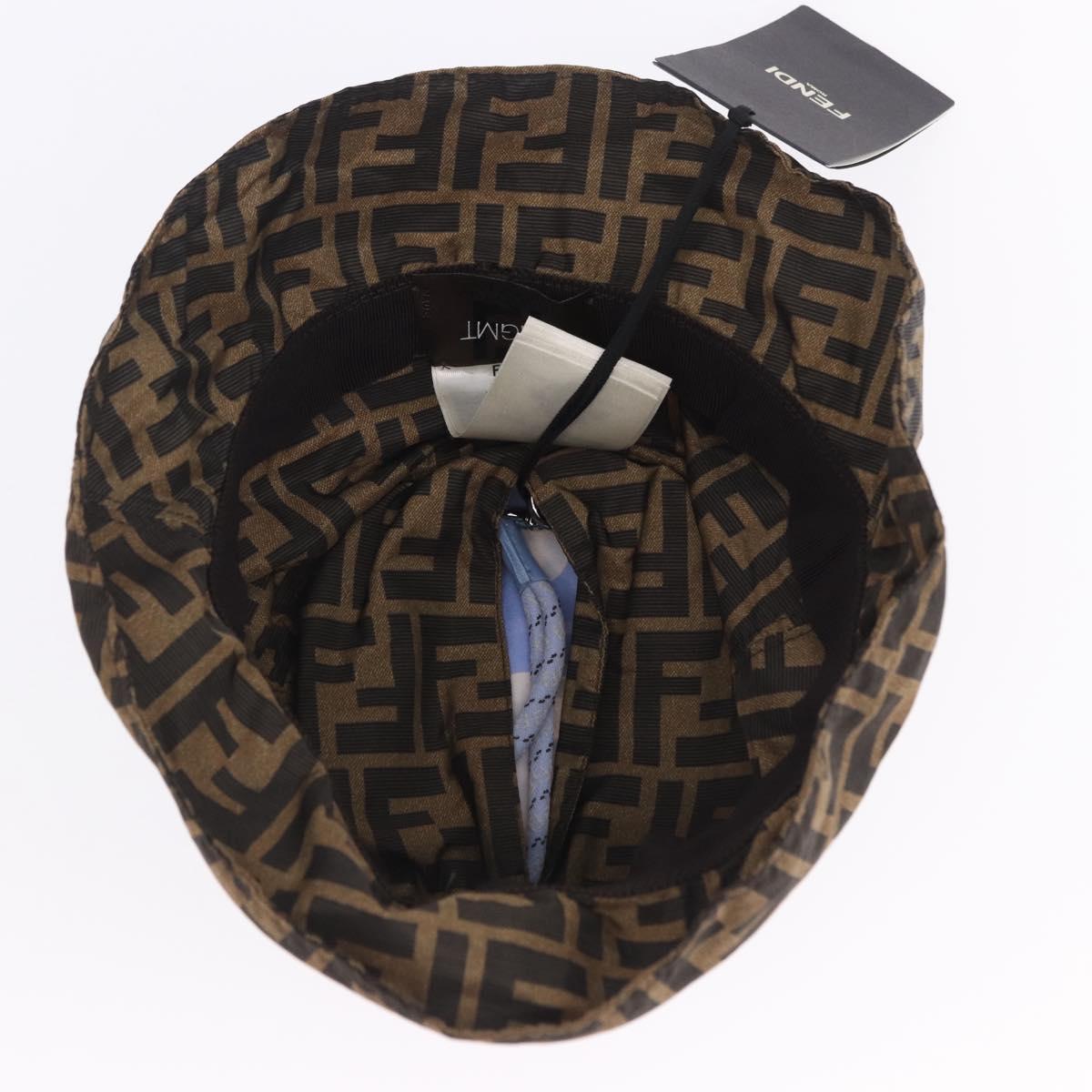 FENDI x FRGMT x POKEMON Bucket Hat Zucca Nylon Brown Blue Auth 167597SM