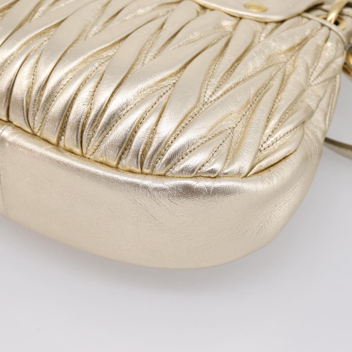 Miu Miu Matelasse Hand Bag Leather 2way Champagne Gold Gold Tone Auth 167599SAM