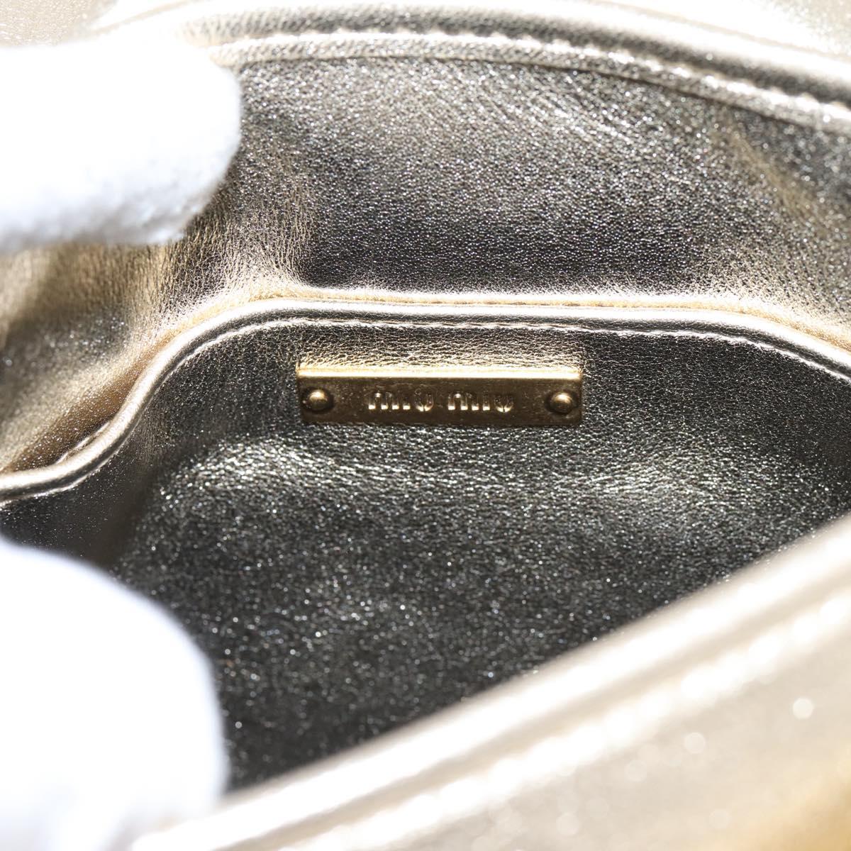Miu Miu Matelasse Hand Bag Leather 2way Champagne Gold Gold Tone Auth 167599SAM