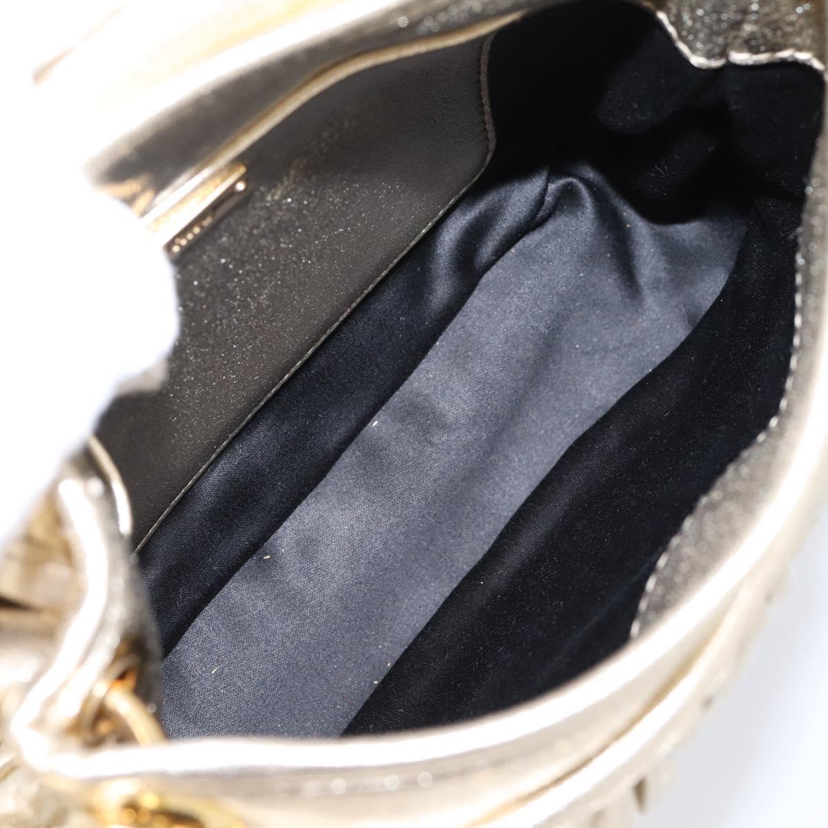Miu Miu Matelasse Hand Bag Leather 2way Champagne Gold Gold Tone Auth 167599SAM