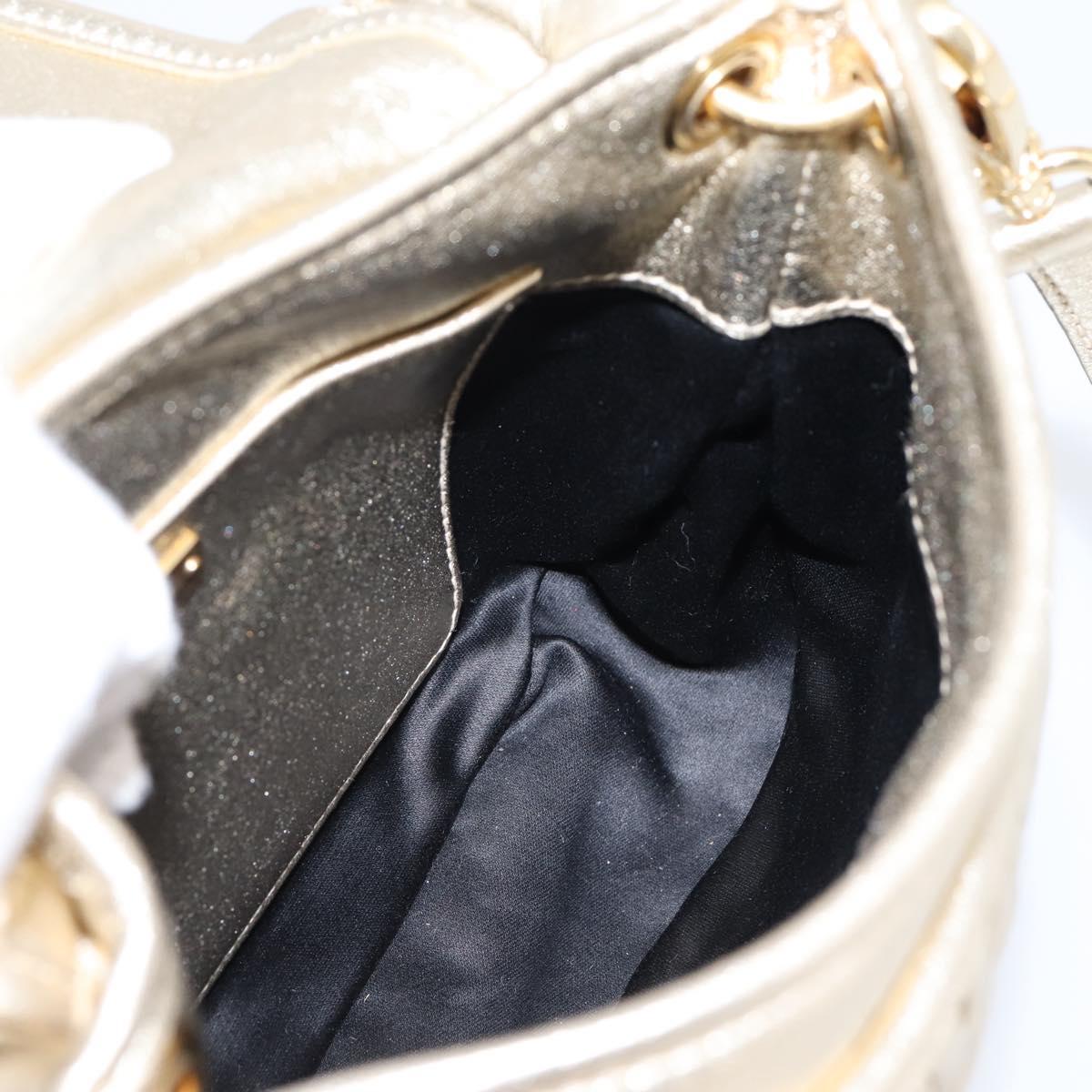 Miu Miu Matelasse Hand Bag Leather 2way Champagne Gold Gold Tone Auth 167599SAM
