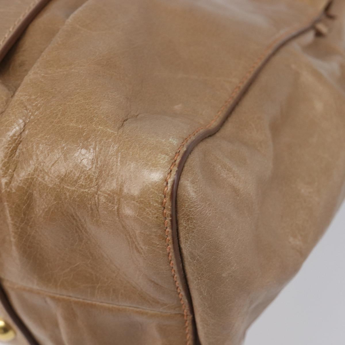 Miu Miu Hand Bag Leather 2way Brown Gold Tone Auth 167600V