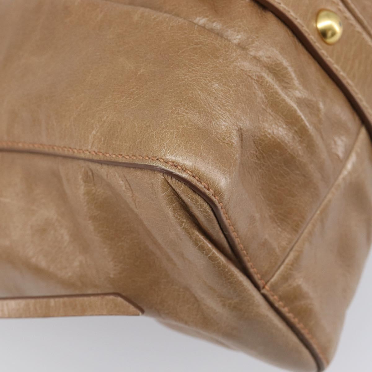 Miu Miu Hand Bag Leather 2way Brown Gold Tone Auth 167600V