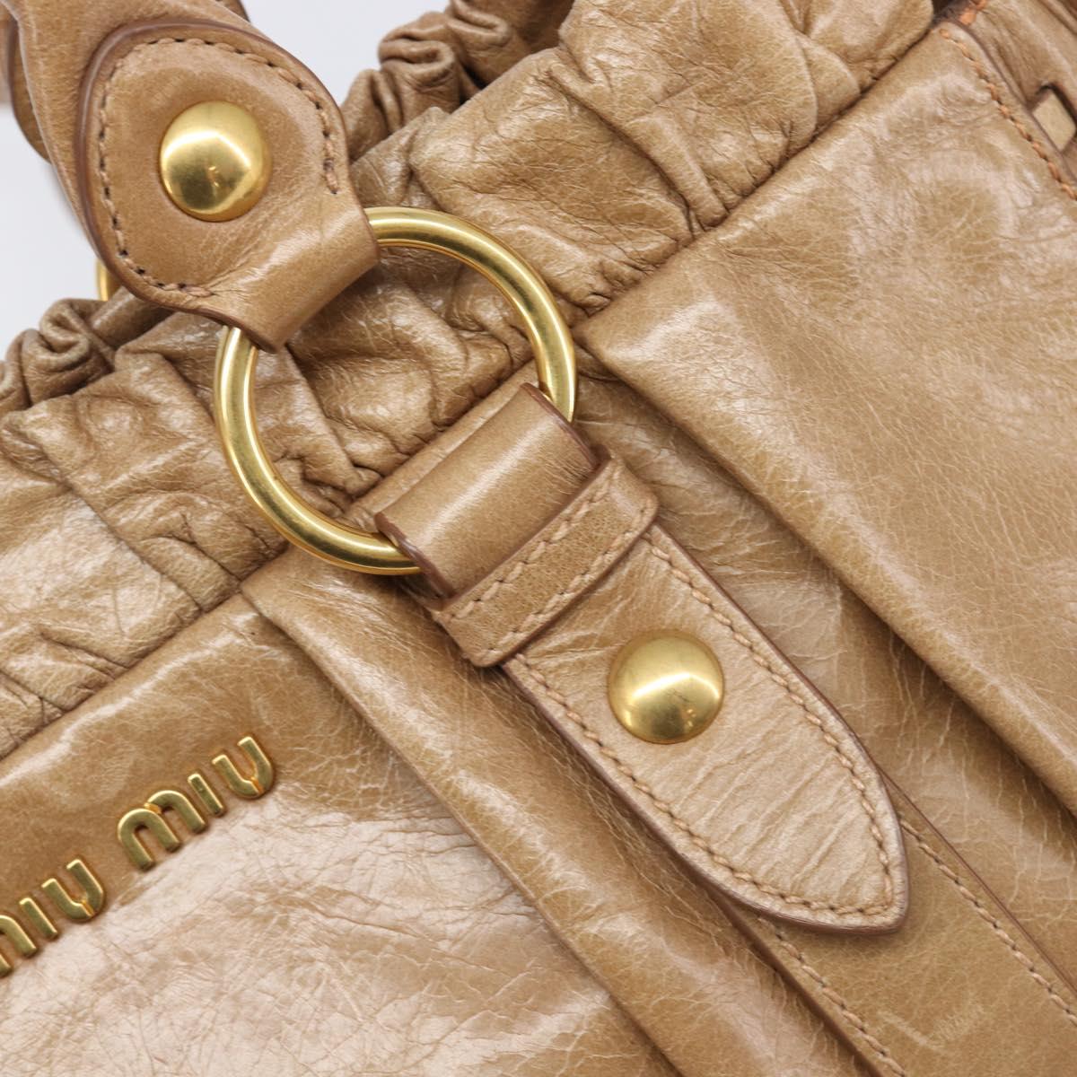Miu Miu Hand Bag Leather 2way Brown Gold Tone Auth 167600V