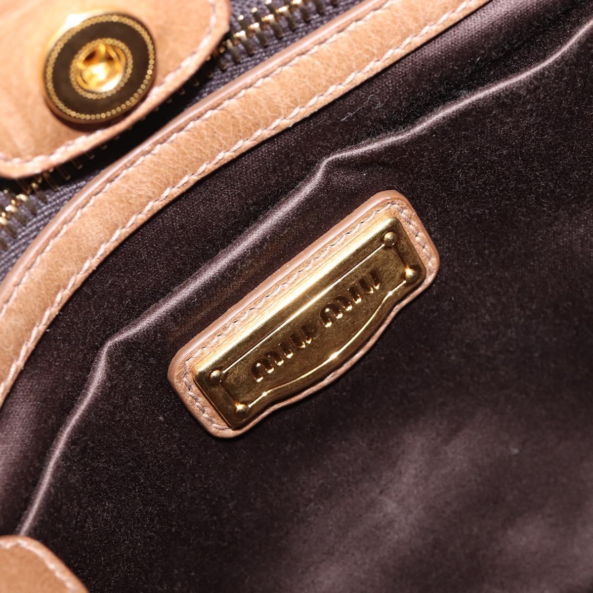 Miu Miu Hand Bag Leather 2way Brown Gold Tone Auth 167600V