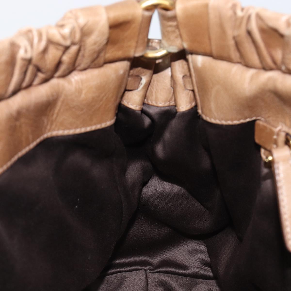 Miu Miu Hand Bag Leather 2way Brown Gold Tone Auth 167600V