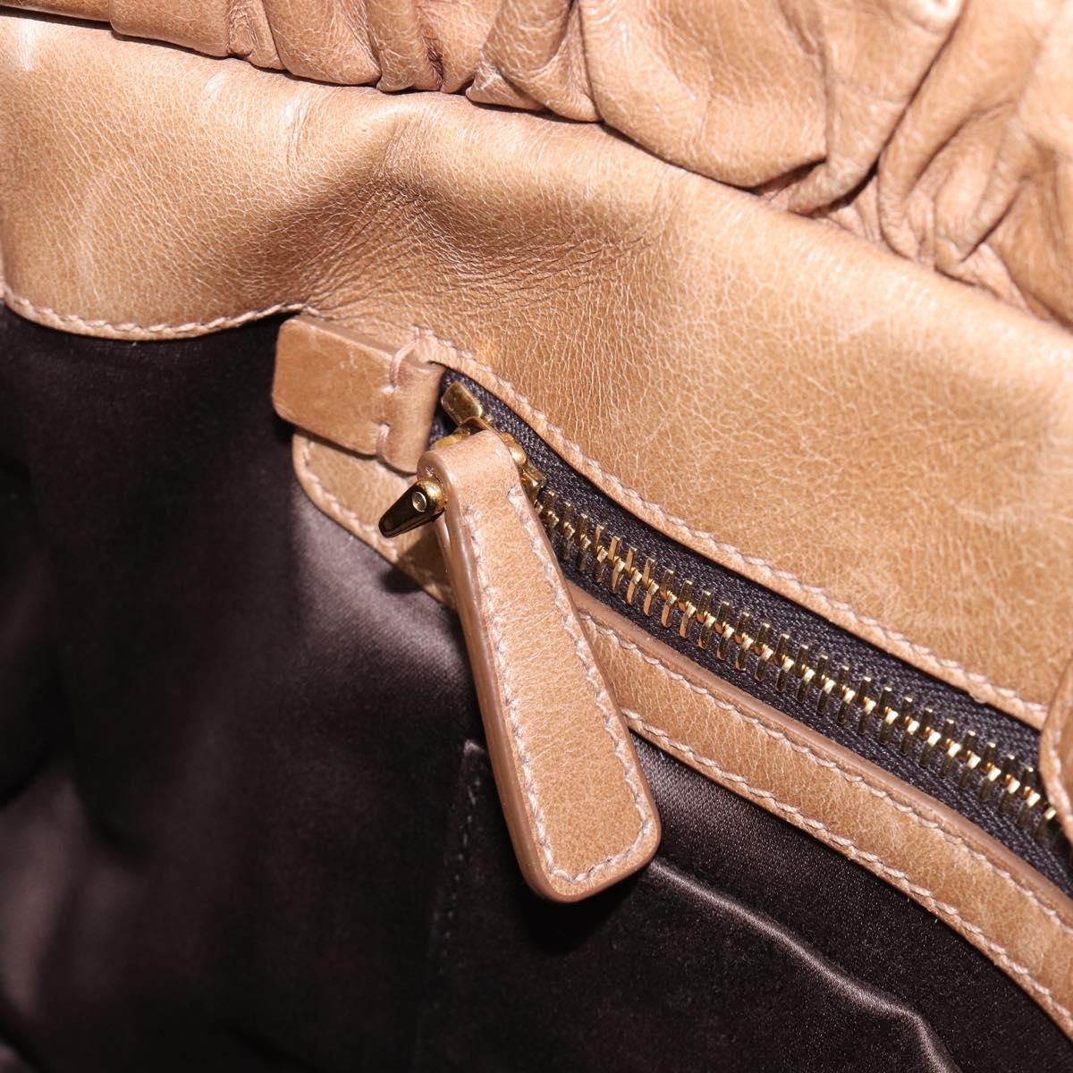Miu Miu Hand Bag Leather 2way Brown Gold Tone Auth 167600V