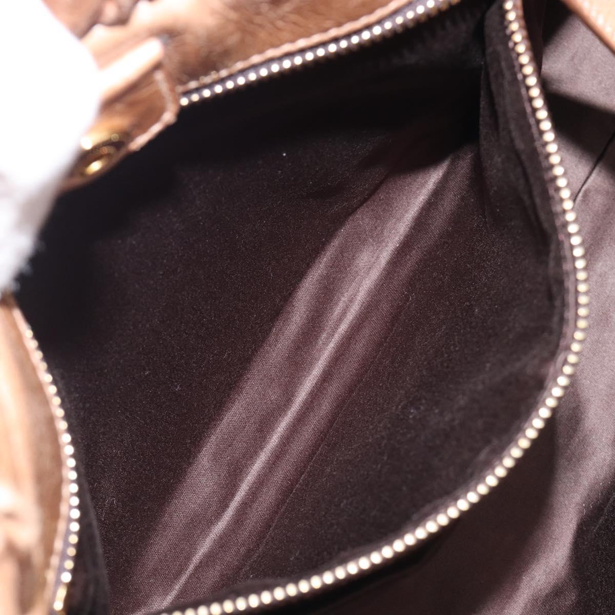 Miu Miu Hand Bag Leather 2way Brown Gold Tone Auth 167600V