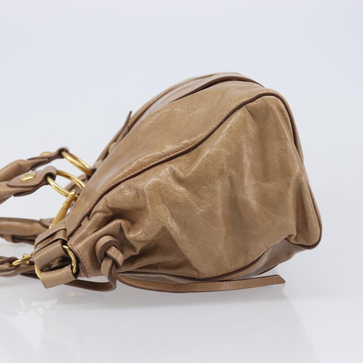 Miu Miu Hand Bag Leather 2way Brown Gold Tone Auth 167600V