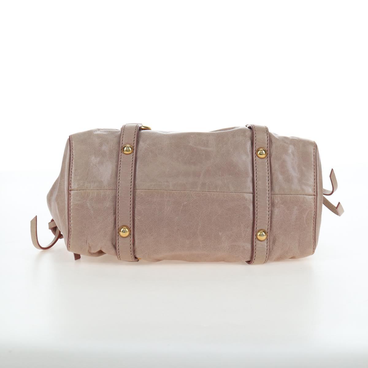 Miu Miu Hand Bag Leather 2way Beige Gold Tone Auth 167601V