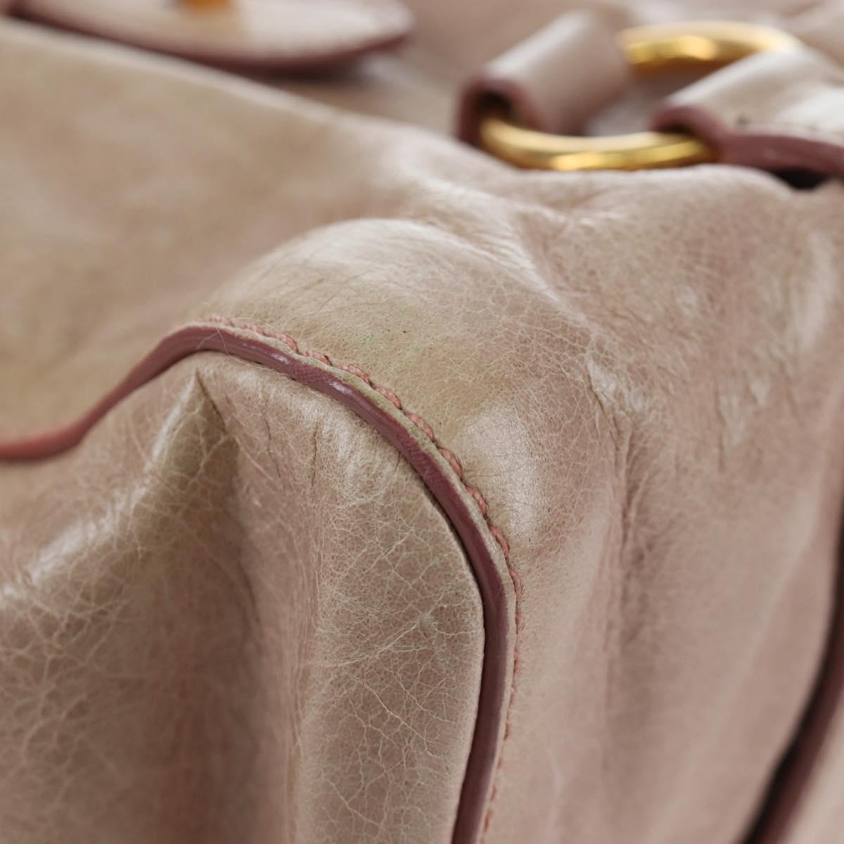 Miu Miu Hand Bag Leather 2way Beige Gold Tone Auth 167601V