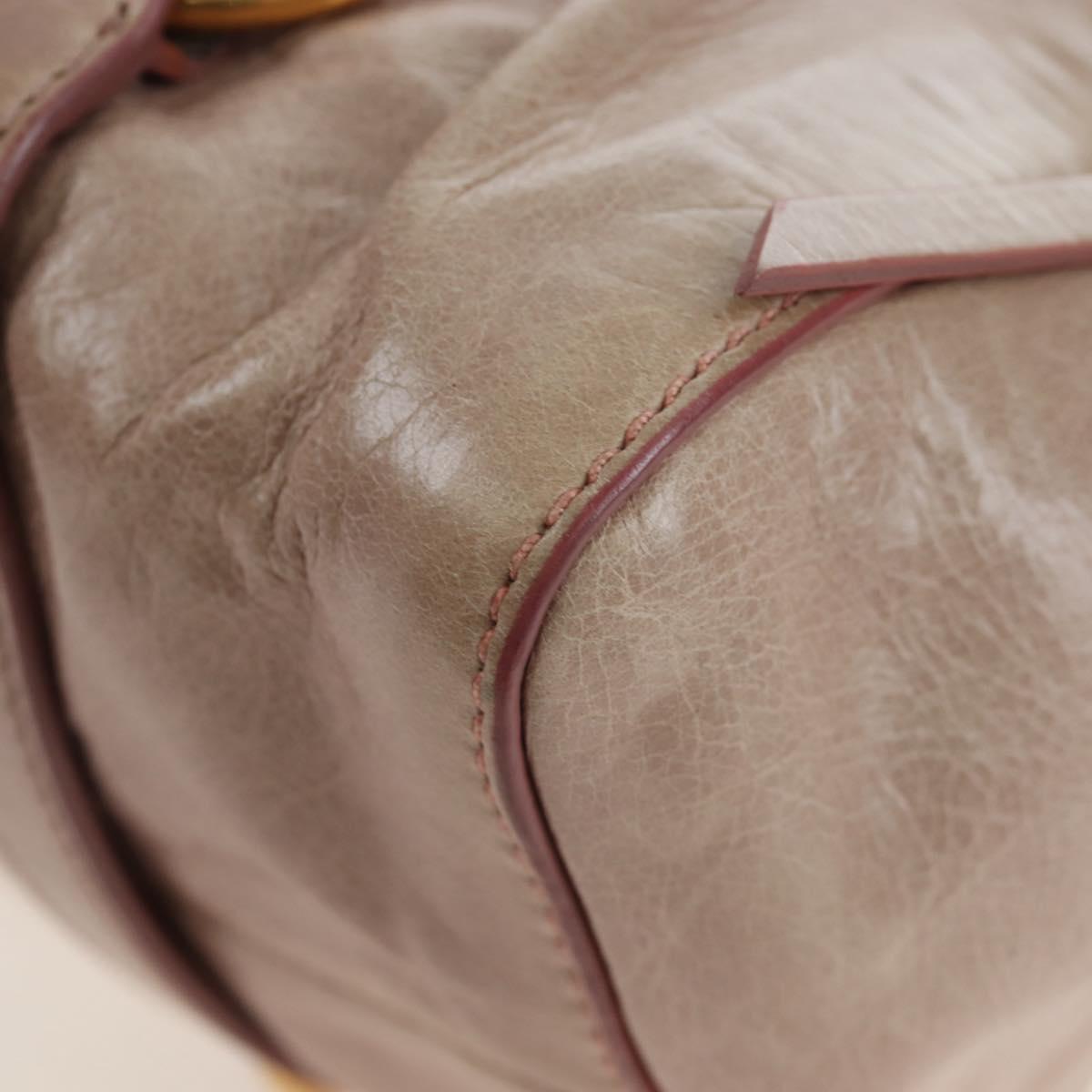 Miu Miu Hand Bag Leather 2way Beige Gold Tone Auth 167601V