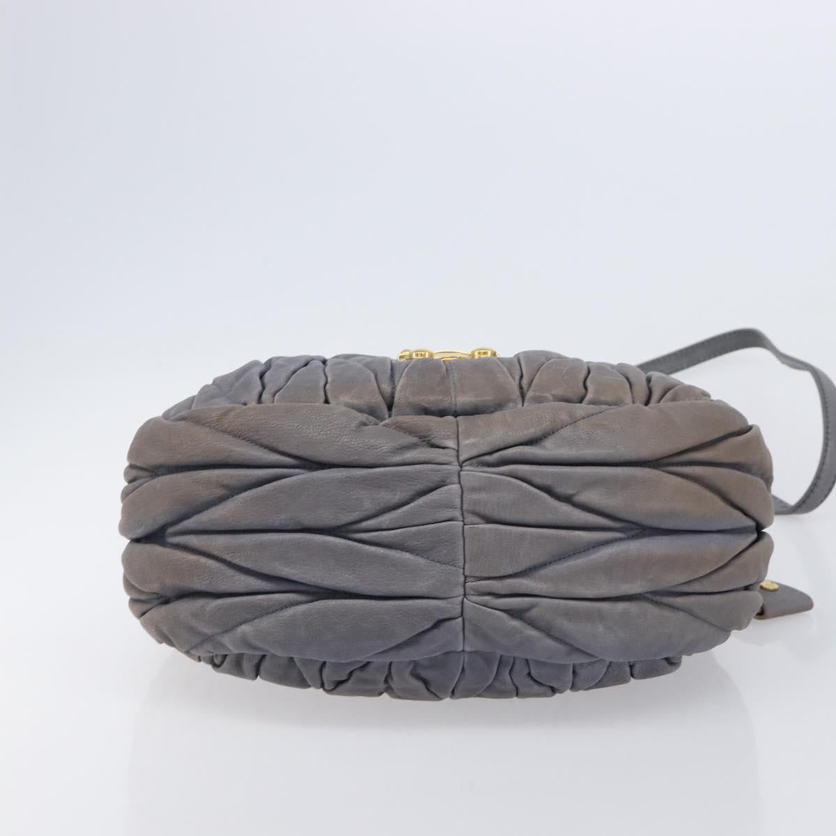 Miu Miu Hand Bag Leather 2way Gray Gold Tone Auth 167602V