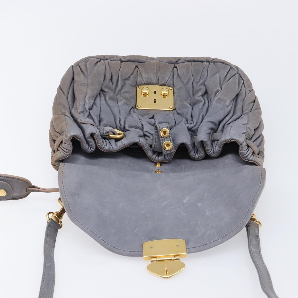 Miu Miu Hand Bag Leather 2way Gray Gold Tone Auth 167602V