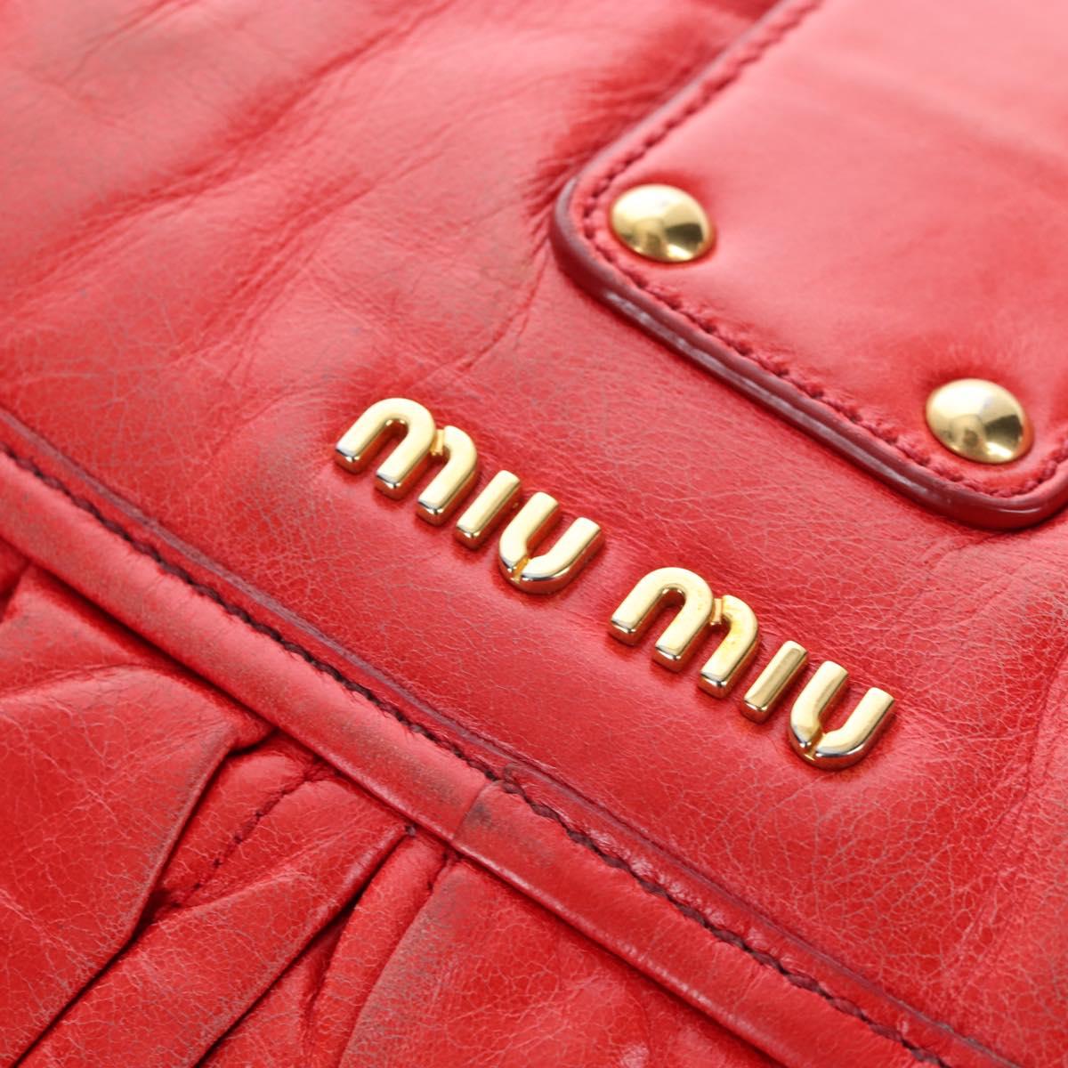 Miu Miu Hand Bag Leather 2way Red Gold Tone Auth 167603V