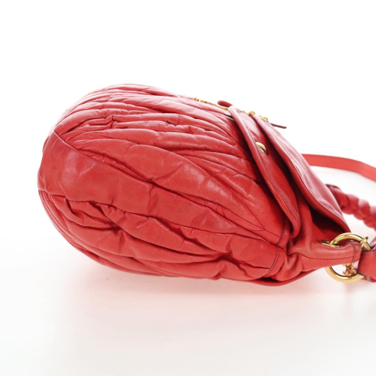 Miu Miu Hand Bag Leather 2way Red Gold Tone Auth 167603V