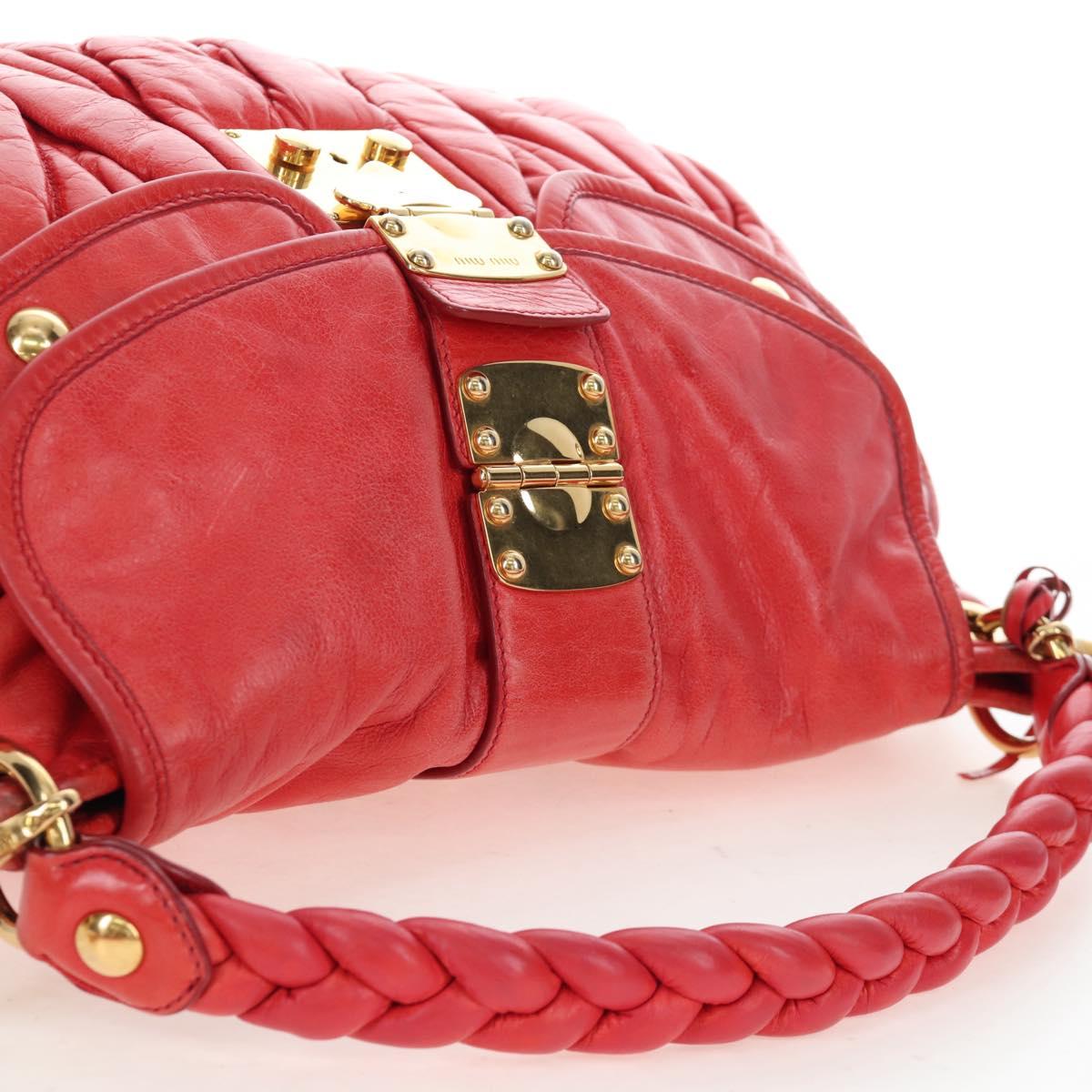 Miu Miu Hand Bag Leather 2way Red Gold Tone Auth 167603V