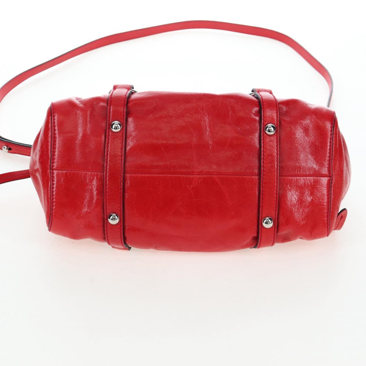 Miu Miu Hand Bag Leather 2way Red Silver Auth 167604SM