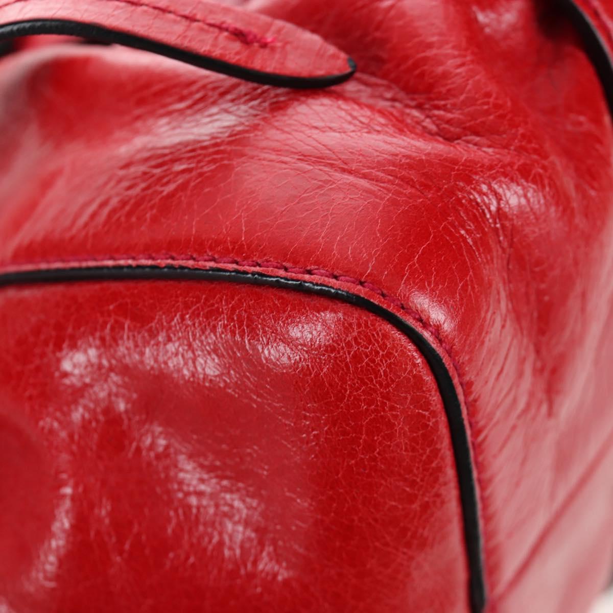 Miu Miu Hand Bag Leather 2way Red Silver Auth 167604SM