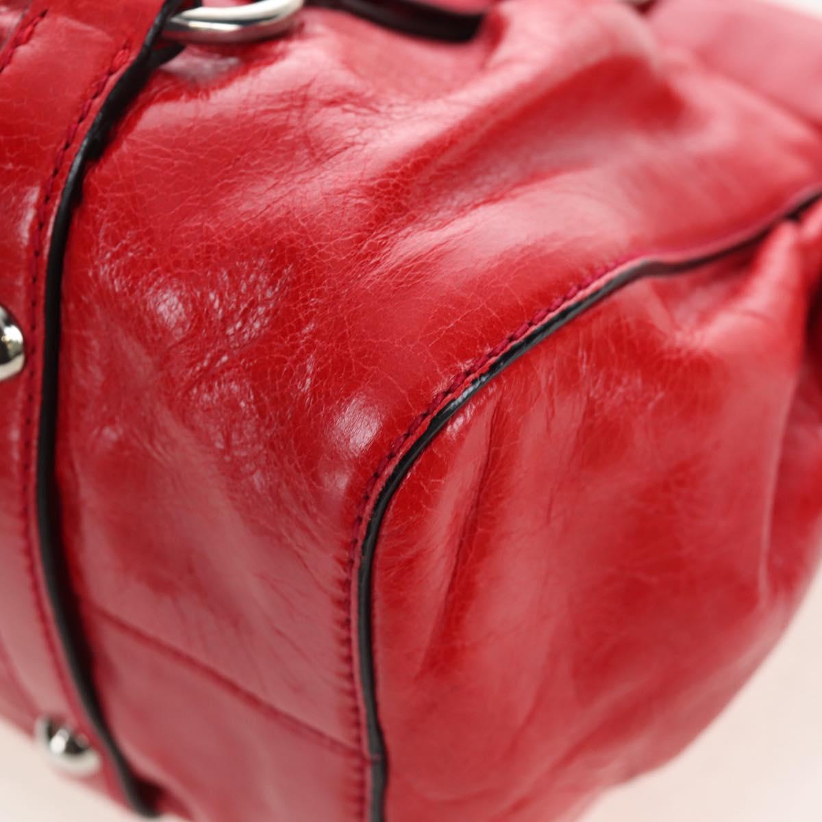 Miu Miu Hand Bag Leather 2way Red Silver Auth 167604SM